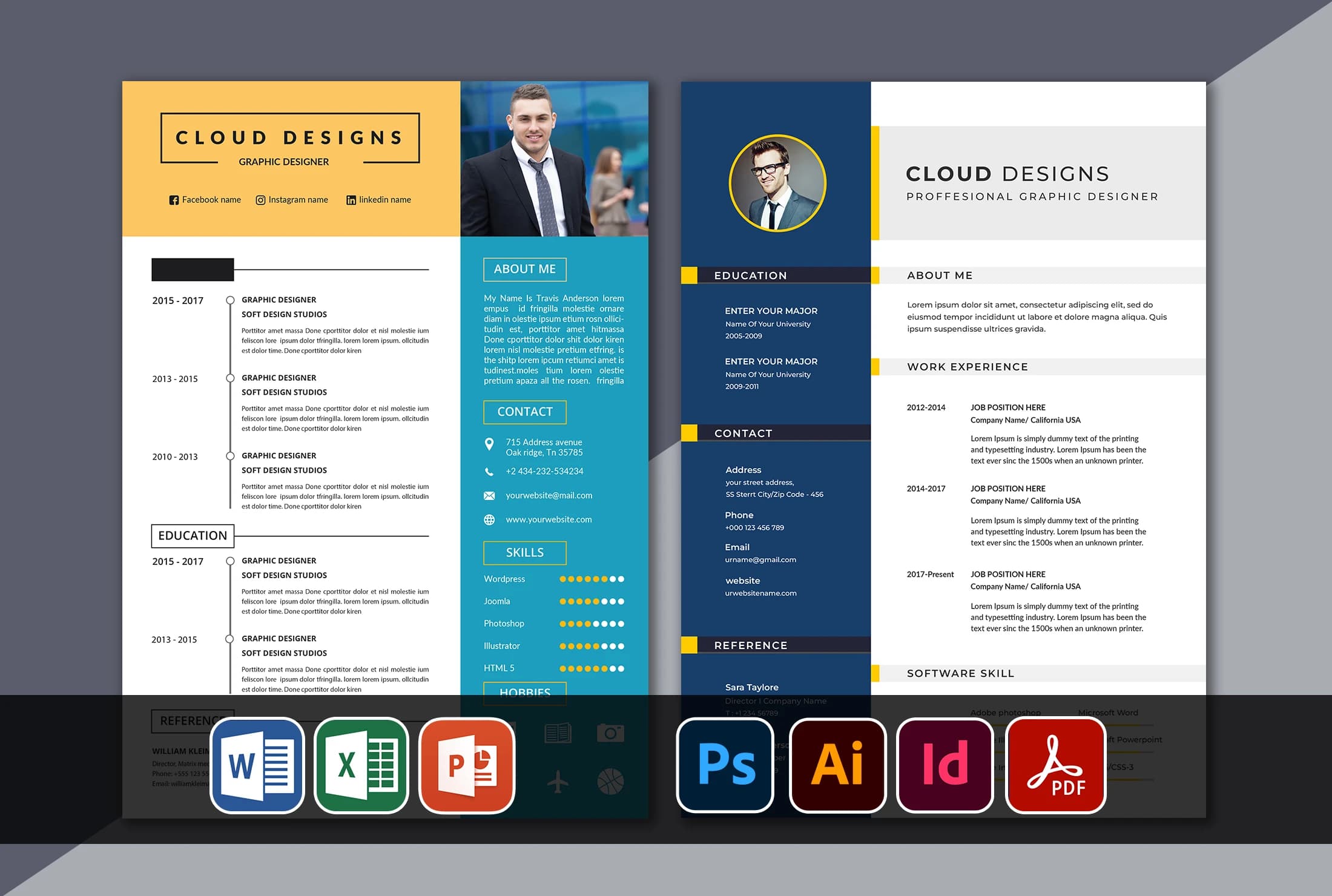 MS Word Letterhead, Invoice, business annual report and stationery